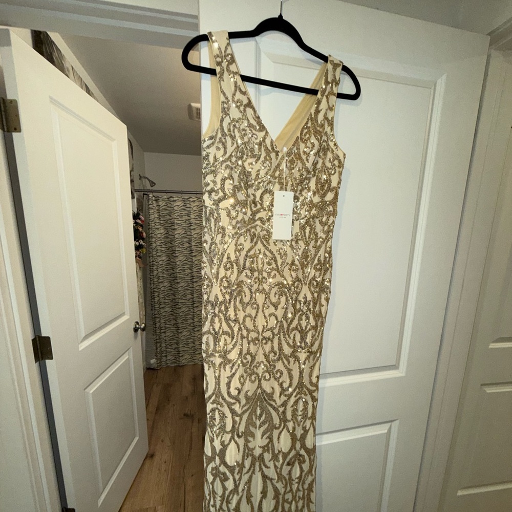 Ever Pretty Gold and Cream Sequin Gown